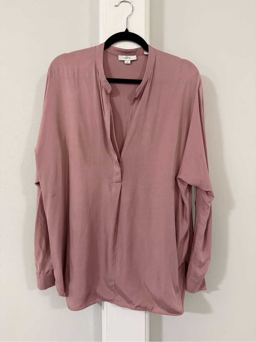 Vince Mauve Silk Blend V-Neck Blouse